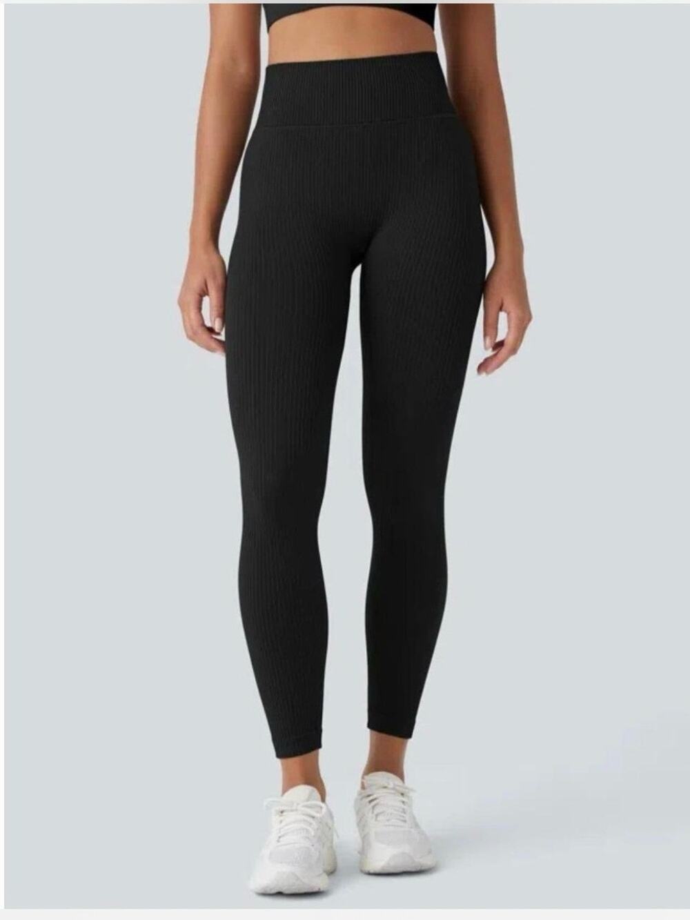 Halara Black 7/8 Length Ribbed Leggings NWT S